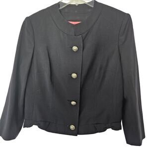 Vintage Tailored by Handmacher Navy Blue Cropped Button Front Jacket Small Med